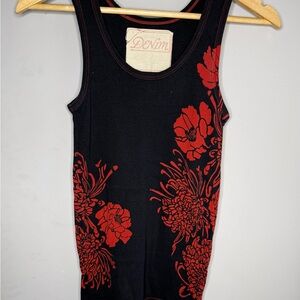 Black and Red Floral Women's Top